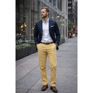 SUITSUPPLY Mustard Pure Cotton Flat Front Chino Pants Trousers  Mens Size 36R